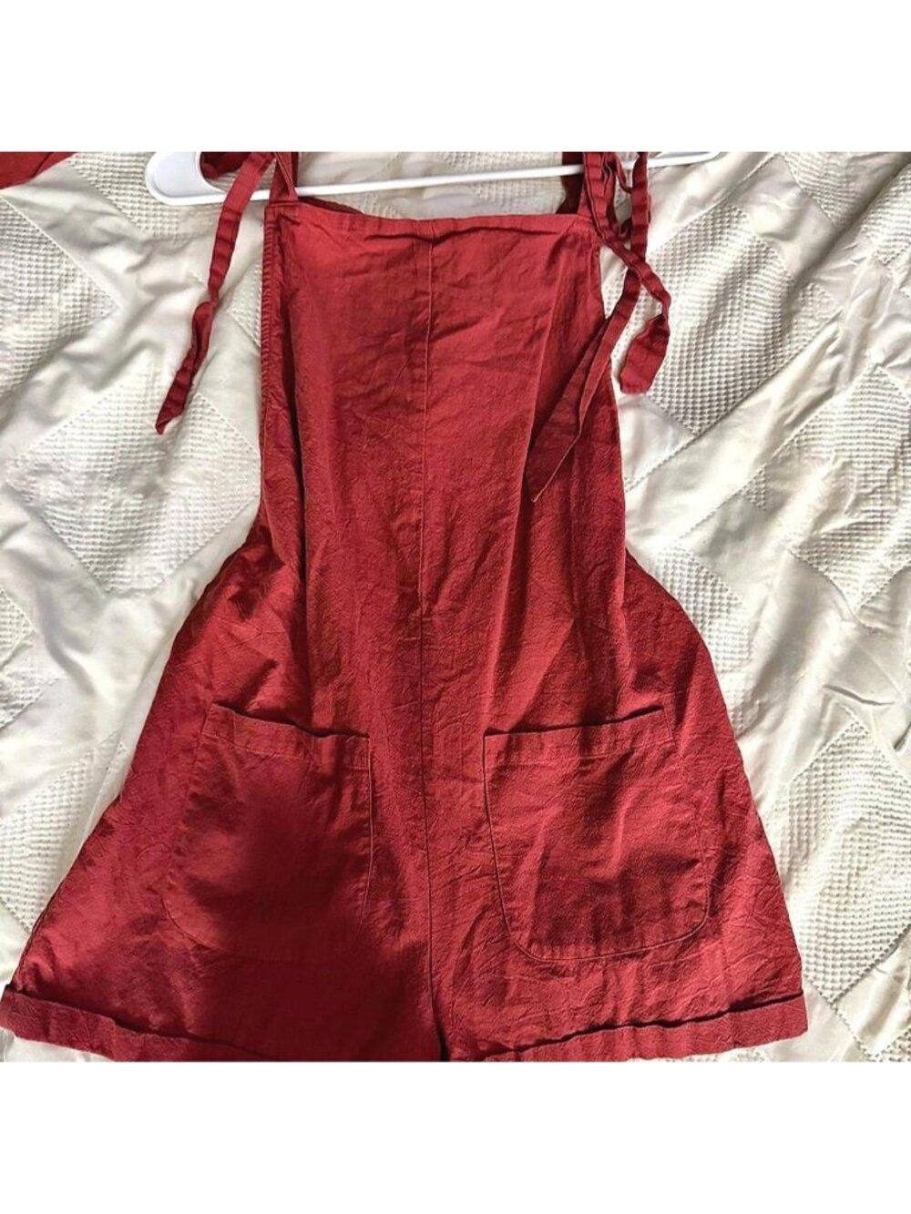 Terracotta or burnt pink linen romper